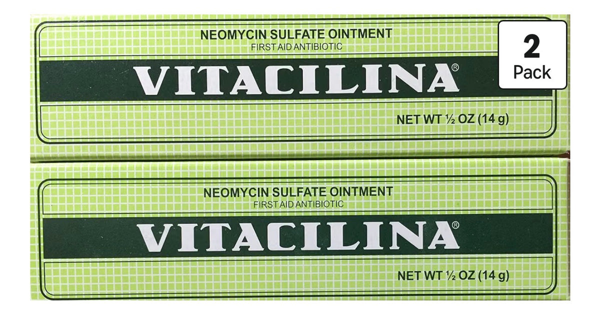 Paquete de 2 ungüentos Vitacilina de 14 g para primeros auxilios. VITACILINA 0.5 OZ