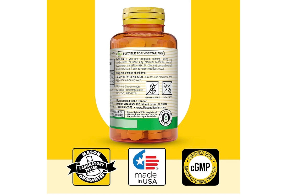 Pack 2 Mason Natural Vitamin B-1 Thiamin 250 mg 100 Tablets Gluten & Soy Free