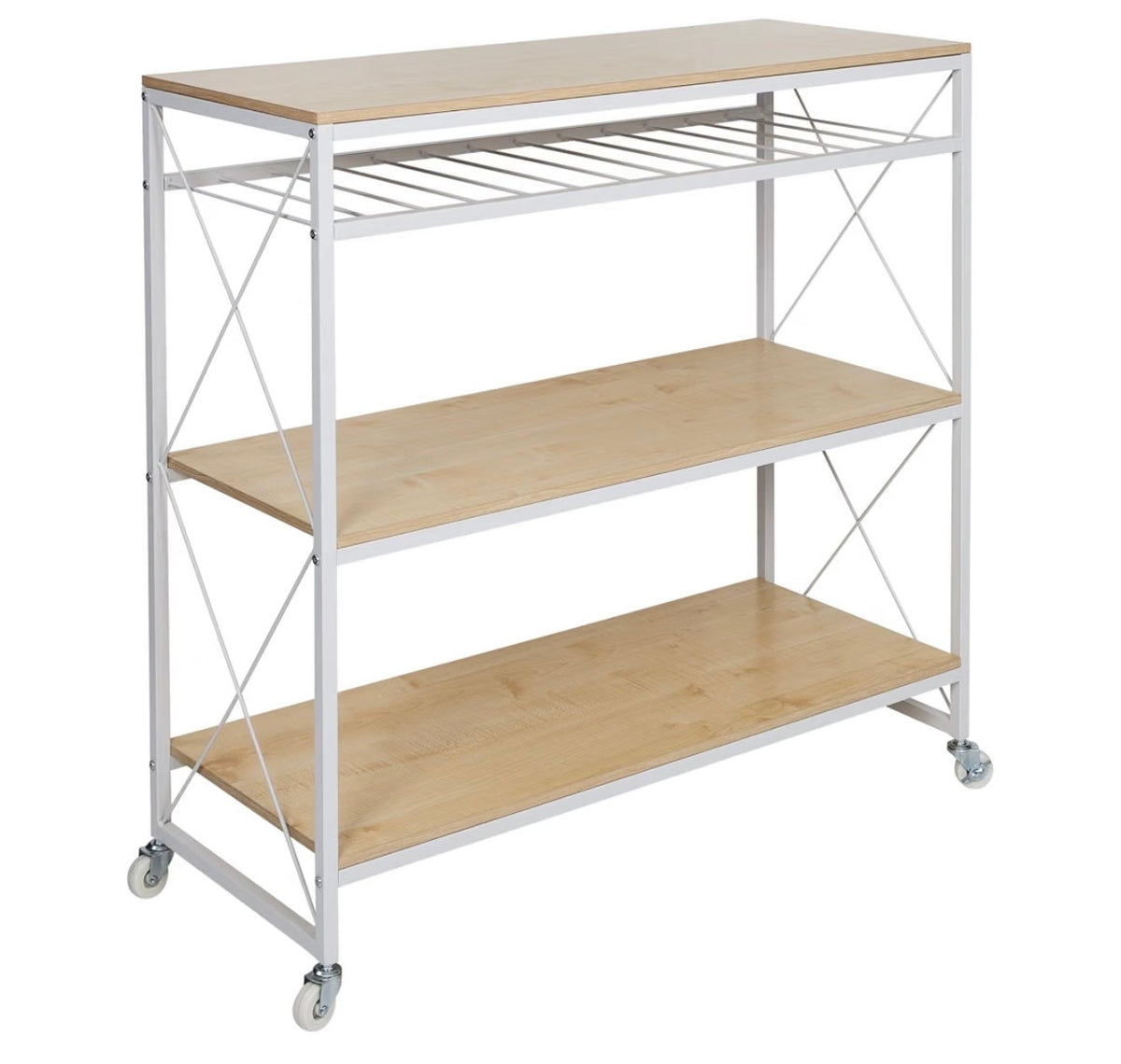 Honey-Can-Do Rolling Kitchen Island, White/Oak SHF-09512 White