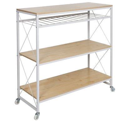 Honey-Can-Do Rolling Kitchen Island, White/Oak SHF-09512 White