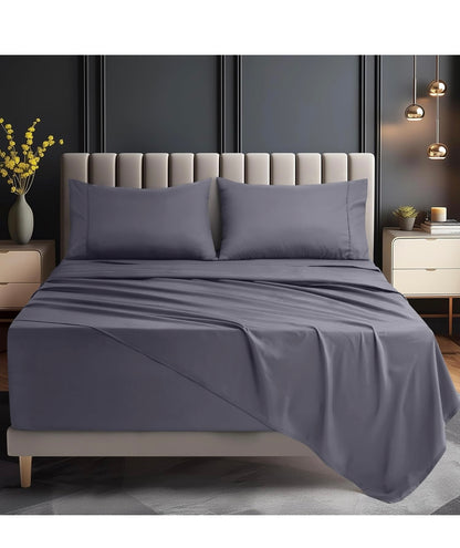 Queen Sheets Set, 4 Pieces 16" Deep Pocket Hotel Luxury Bed Sheets, Grey