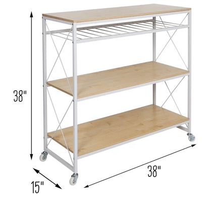 Honey-Can-Do Rolling Kitchen Island, White/Oak SHF-09512 White