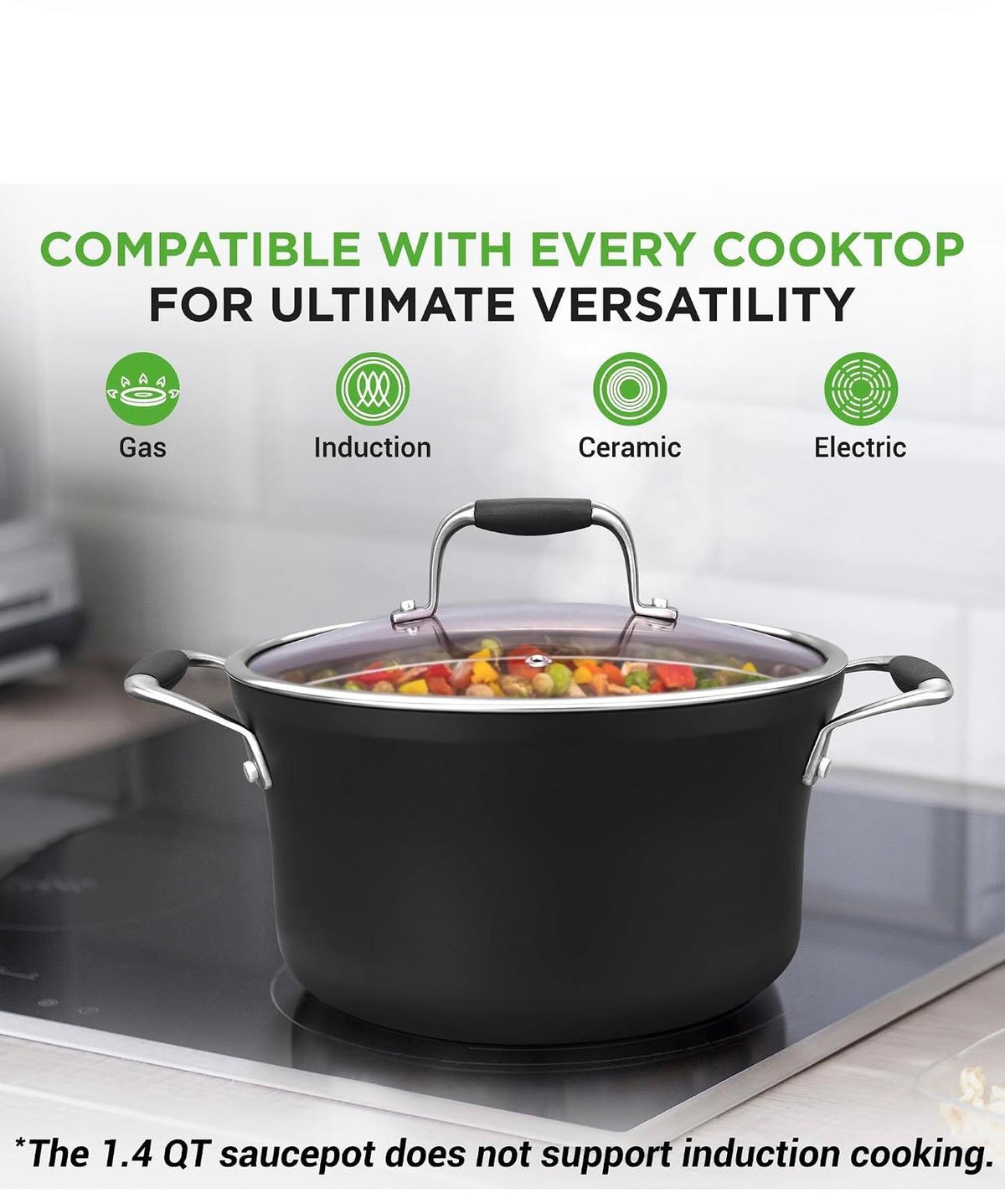 NutriChef 14-pcs Non-Stick Luxurious Stackable Cookware Set PFOA/PFOS FREE