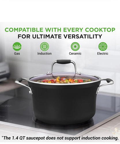 NutriChef 14-pcs Non-Stick Luxurious Stackable Cookware Set PFOA/PFOS FREE