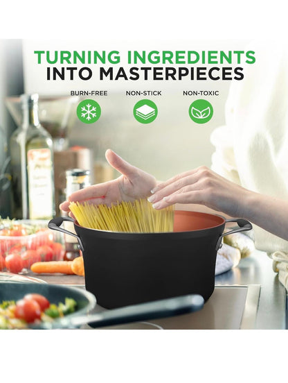 NutriChef 14-pcs Non-Stick Luxurious Stackable Cookware Set PFOA/PFOS FREE