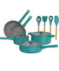 So yummy 12-Piece Ceramic Nonstick Cookware Set Green Gas Electric Induction